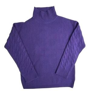 Gentle Herd Luxe NWT Cashmere Wool Chunky Knit Turtleneck Purple Large